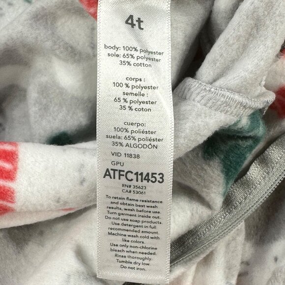 Carter's Child's Sz 4T Footed Christmas Sleeper Gray Polar Bears And Trees NWOT - Picture 4 of 16